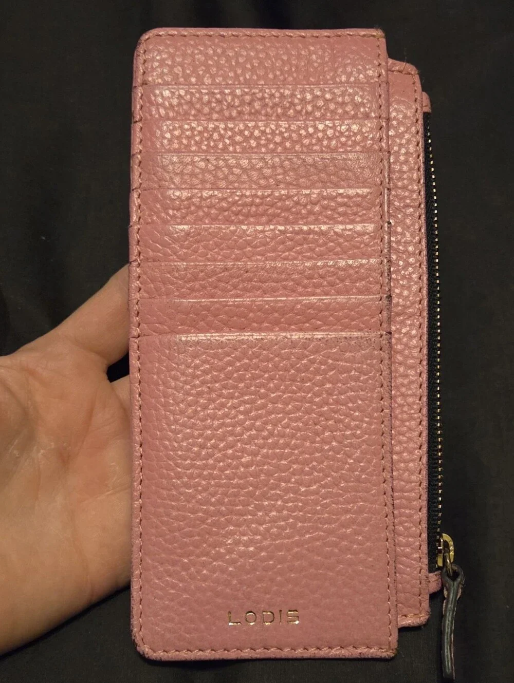 Lodis Catalina Card Stacker Pink Leather Made in India RFID 7x3.5
